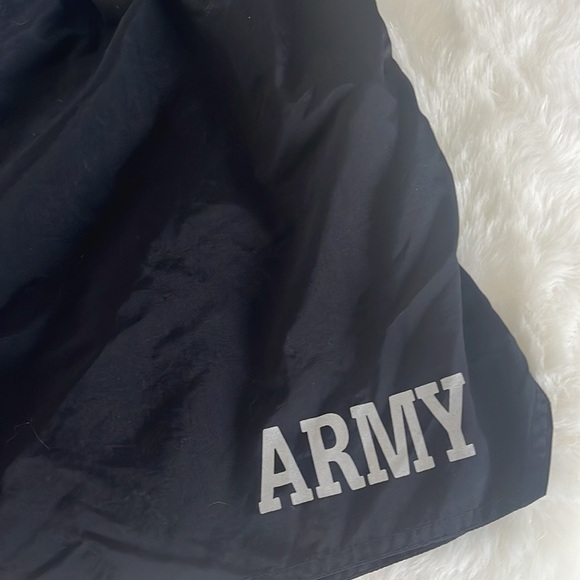 Vintage ARMY Black Spellout Drawstring Athletic Shorts - PT Trainers Unisex S/M - Picture 2 of 7